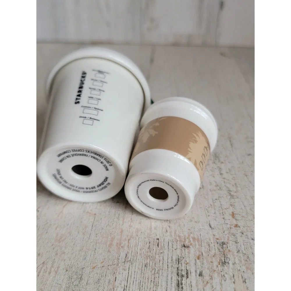 Starbucks coffee ceramic beige hot sleeve Xmas ornament set home